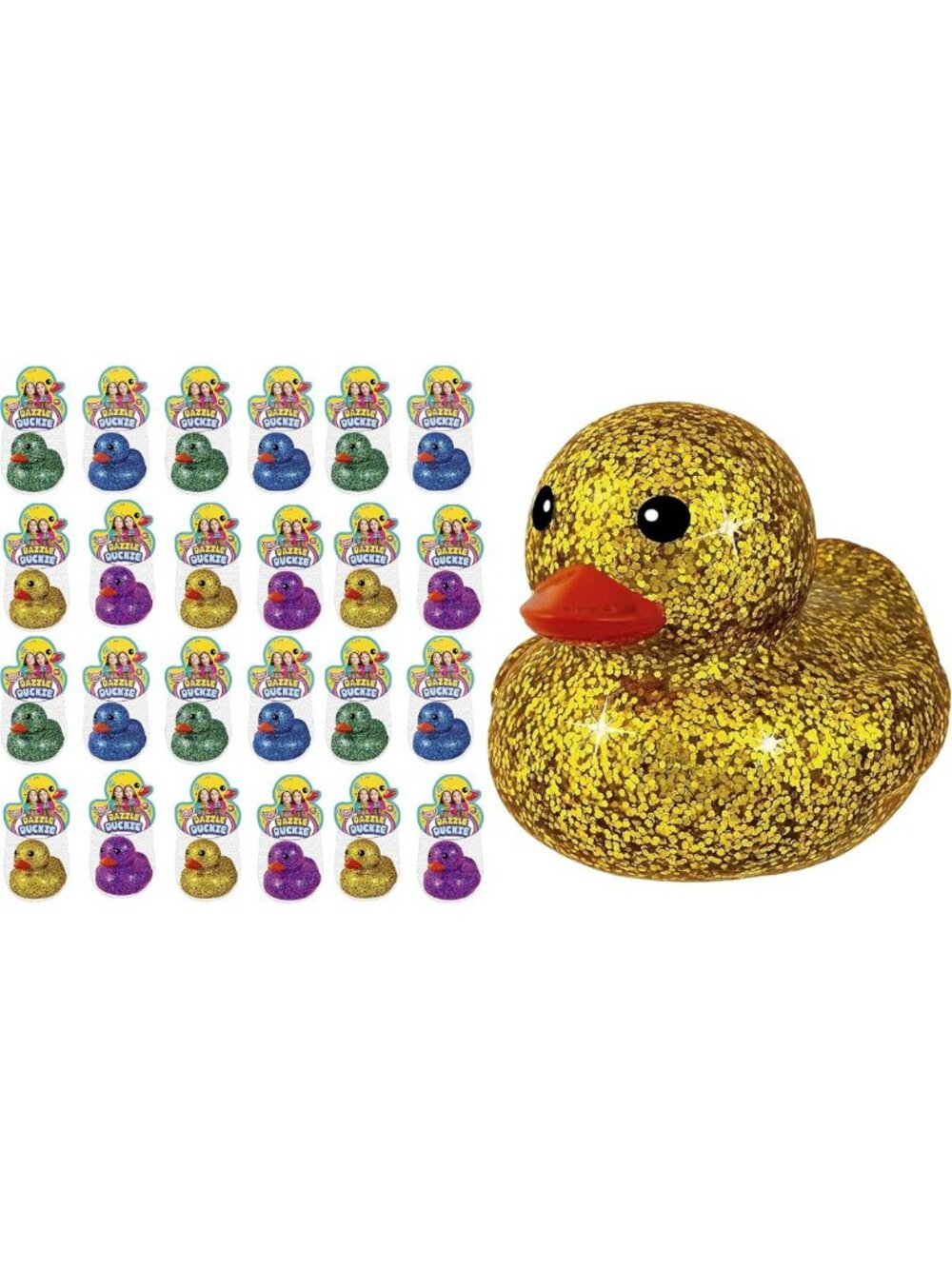 Glitter Rubber Ducks in Metallic Colors - Assorted 3" Party Favors (24 Pack)